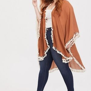 Caramel tassel ruana